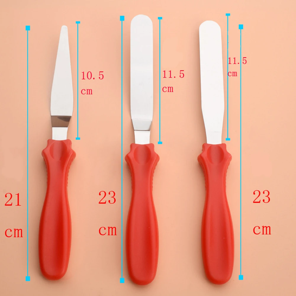 3 Pcs/set Stainless Steel Butter Cake Cream Knife Spatula for Cake Smoother Icing Frosting Spreader Fondant Pastry Cake