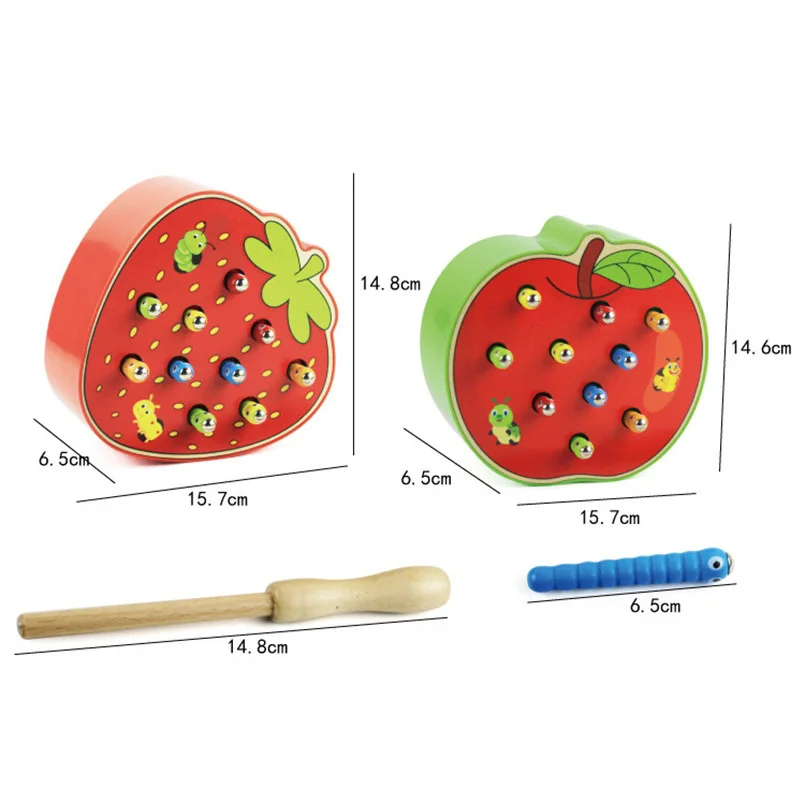 Деревянные Монтессори 3D Детские пазлы магнитные ловли насекомых соответствующие парные игры образование Интерактивная деревянная модель