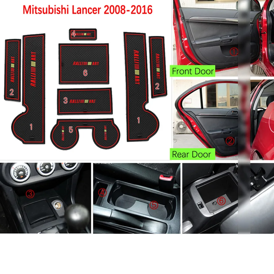 Противоскользящий коврик для Mitsubishi Lancer 2008- Ralliart EVO X Galant Fortis EX Gate Slot Coaster анти-грязный Коврик для двери