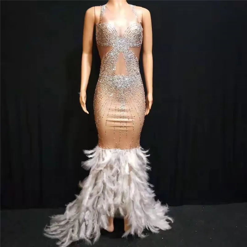 Длинные платья для бальных танцев D85 женская одежда выступлений юбка с перьями