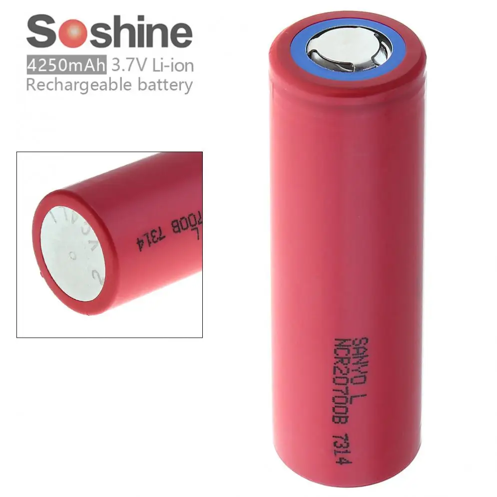 

Soshine 18650 NCR20700B 4250mAh 3.7V Li-ion Rechargeable Battery with Safety Relief Valve for LED Flashlight / Headlamp