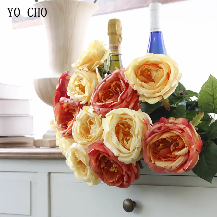 roses artificial flower fake flower silk peonies  (30)