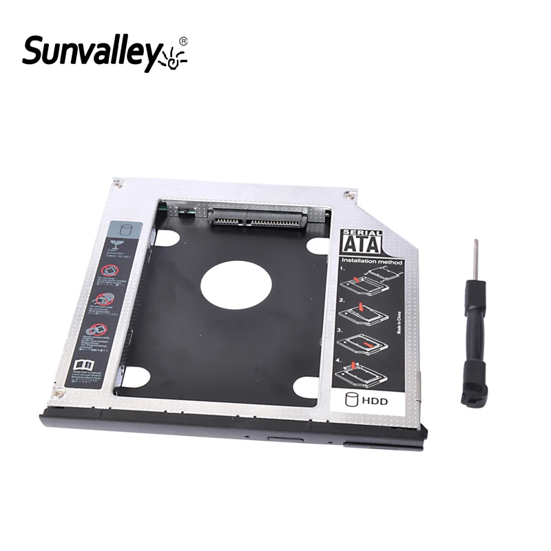 Sunvalley 2nd HDD Caddy 9,5 мм для SATA Алюминий SSD диск случае DVD CD-ROM чехол для Dell e6440 ноутбука Тетрадь