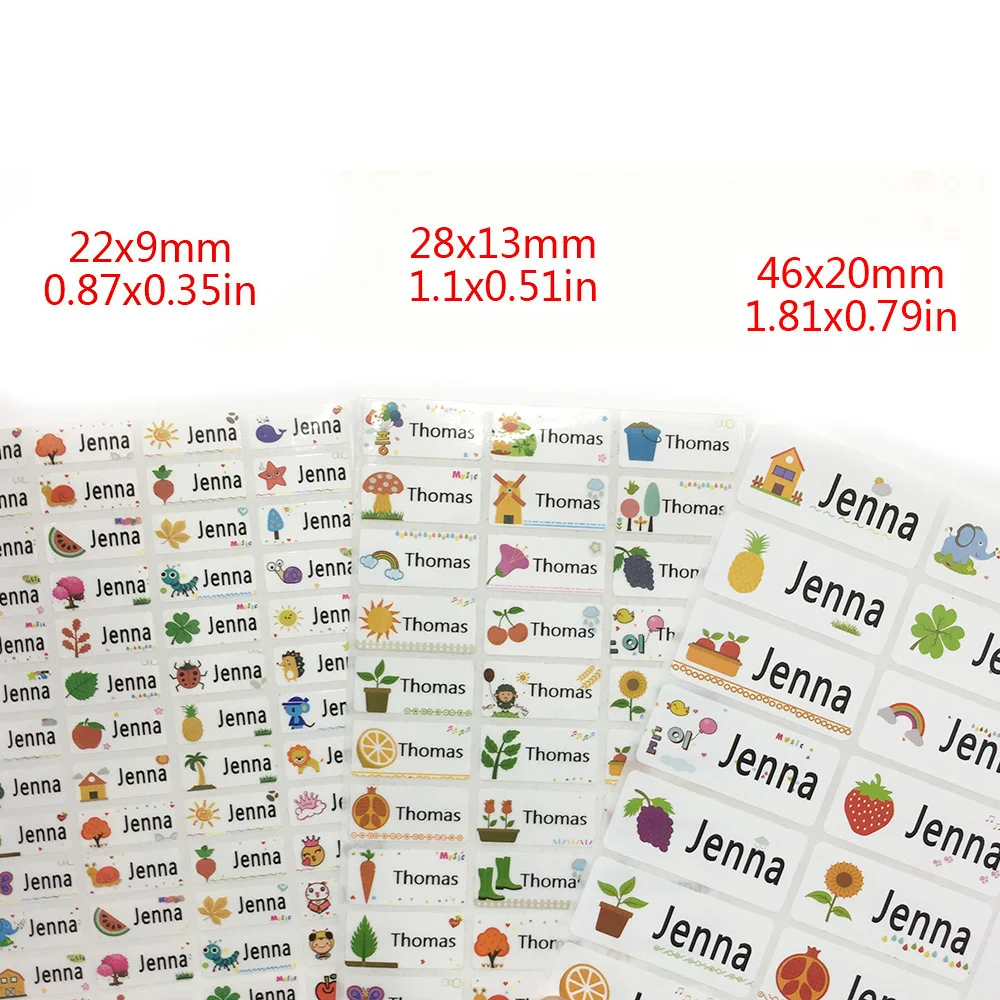

3Size Children Cute Cartoon Pattern Custom Name Stickers Waterproof Tag Labels For Children Personal Scrapbook School Stationery