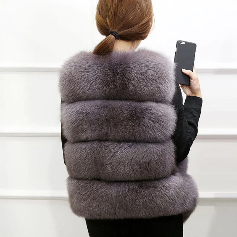 MCCKLE Women Faux Fur Vest 2018 Autumn Winter Fashion Slim Sleeveless Fox Fur Coat Female Warm Solid Casual Faux Fur Waistcoat