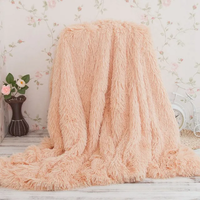 Super Soft Faux Fur Blanket Milk White Warm Solid Hairy Blanket Throw