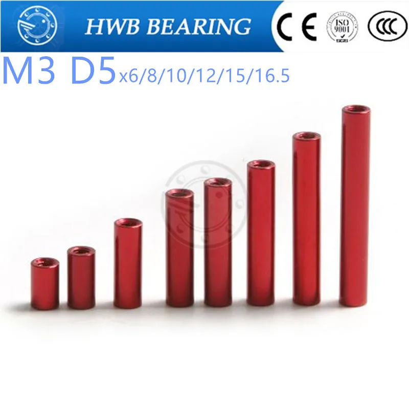 

M3 x 6mm 8mm 10mm 12mm 15mm 16.5mm10 PCS M3 od=5mm RED Aluminum alloy Standoff/Spacer Stud Fastener aluminum column