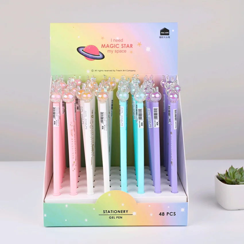 

48 pcs Kawaii Gel Pens Colorful star laser black gel ink pens pens for writing Cute stationery office school supplies 0.5mm