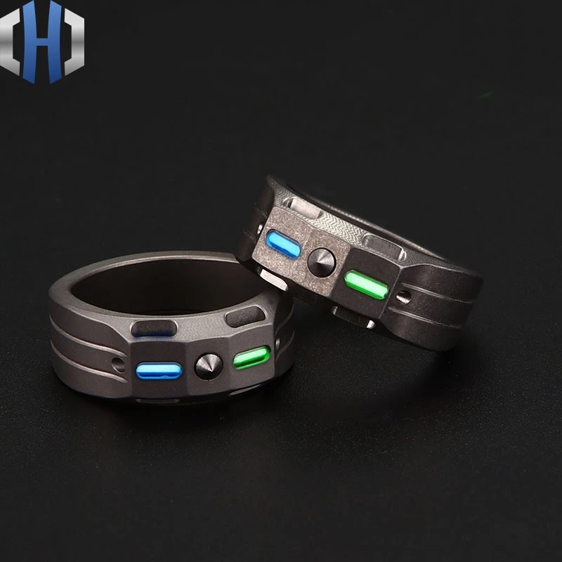 

Titanium Alloy Ring Tube Light Self-defense Ring Multi-function EDC Defense Broken Window Device