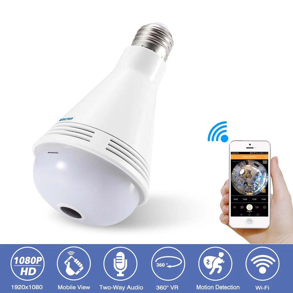 360 Degree Panoramic Bulb Light Home CCTV Security Surveillance HD 1080P font b Wireless b font