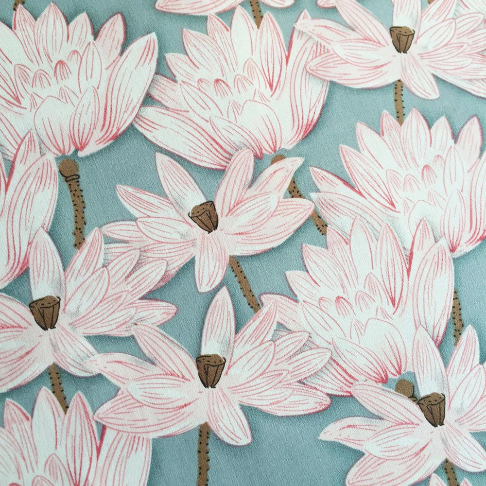 100 см* 145 см японский хлопок сатин ткань Винтаж цветок лотоса сумка платье Текстиль