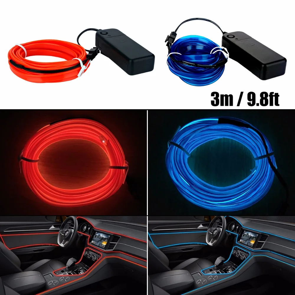 3m EL Car Stickers Neon Light Decor Auto Light Neon LED lamp Flexible