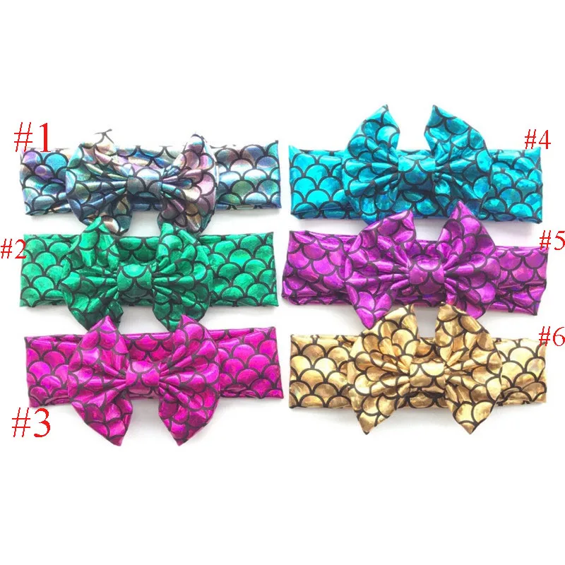MengNa 24pc Newborn little mermaid headband Kids Hair Bow Elastic