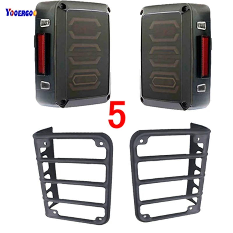For Jeeps JK LED Rear Tail lights Brake turn signal Reverse Lamp and Chrome taillight Guards Covers for 07-16 Jeep Wrangler JK For Jeeps JK LED Rear Tail lights Brake turn signal Reverse Lamp and Chrome taillight Guards Covers for 07-16 Jeep Wrangler JK