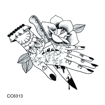 25 листов различные черные маленькие татуировки дизайн ужас Скелет уникальные временные татуировки наклейки боди-арт поддельные руки татуировки - Цвет: 6313