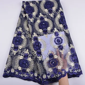 

High Quality Tulle African Lace Fabric Embroidery African French Tulle Lace With Beads Nigeria Wedding Dress Lace Fabric A1374