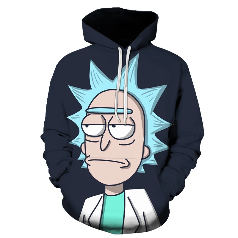 

2018 New Custom Send Pictures 3D Sweatshirts Men/Women Hat Print Rick Morty Crazy Scientist Winter Loose Thin Hooded Hoody Tops