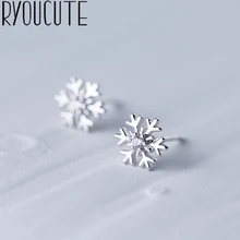 RYOUCUTE Настоящее серебро 925 пробы Jewelry Серьги циркониевая Снежинка серьги для Для женщин Модные украшения Pendientes