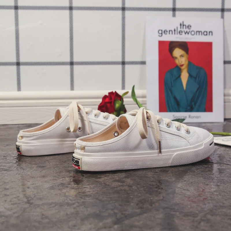Canapa Donne Tacco Scarpe trascinamento bianco Delle Il Nero 2018 Pedale Versione Del Un Senza Di Semi Tela rosso Coreana Nuova Selvaggio Pigri Giallo colore Estate IYx5n