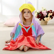 Детский банный халат с героями мультфильмов с шапкой, махровый материал, детский ночной халат с принтом, вечерние Халаты для маленьких девочек