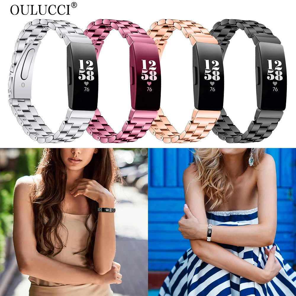 

Oulucci New Fashion Stainless Steel Fitbit inspire Replacement Watch Band Wrist Strap for Fitbit Inspire HR
