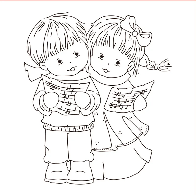 

10x10 Girl and boy Transparent Clear Stamps for Scrapbooking for DIY Card Making Cutting Crafts Stencil