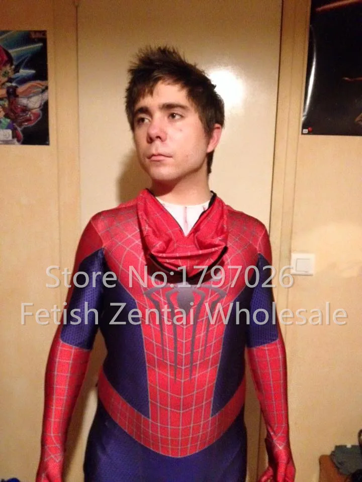 High Quality Halloween Superhero Spiderman 2 blue red Zentai Suits Aveners Women Men Kids Spiderman Costume With Eyemask/Shoes