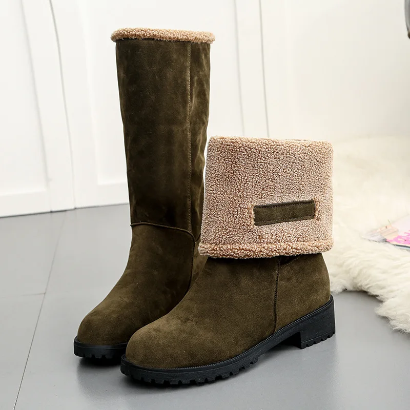 

Plus Size 35-40 Women Casual Winter Warm Fur Snow boots Mid-Calf Boots Shoes Women Female Flats Round Toe Work Boots Shoe Mujer