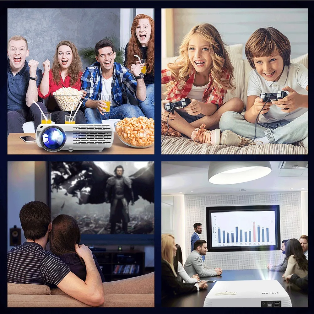 Проекторы для домашнего кинотеатра CRENOVA 6500 люмен фильмов Full HD 4K * 2K с ОС Android 6 0 wifi