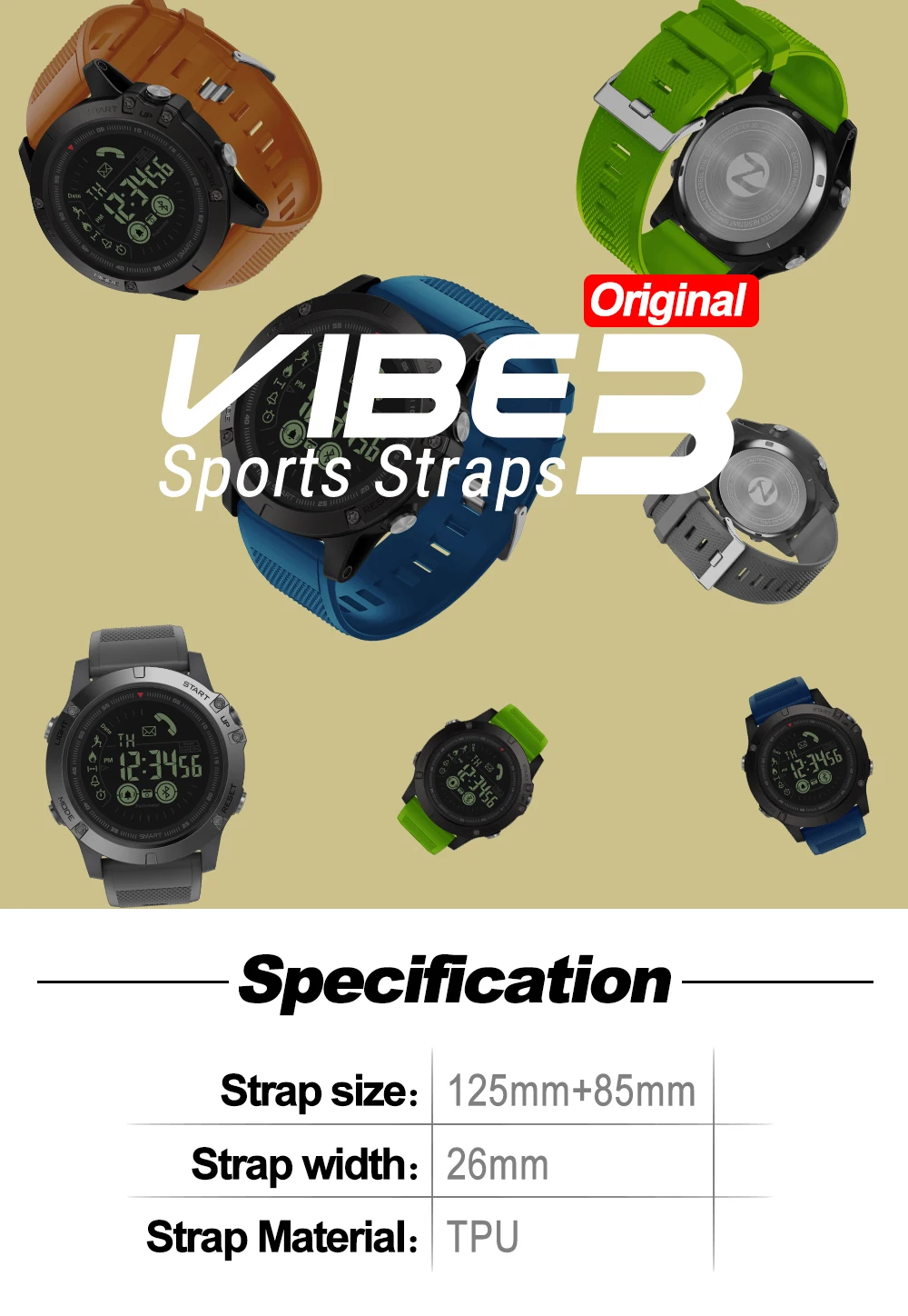 Оригинальные разноцветные спортивные ремешки для Zeblaze VIBE 3(не подходят для VIBE 5