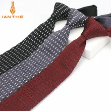Ianthe/Новинка, обтягивающие Вязаные Галстуки для мужчин, вязаный галстук, Свадебный вязаный тонкий мужской шерстяной галстук, корбата, платье с поясом