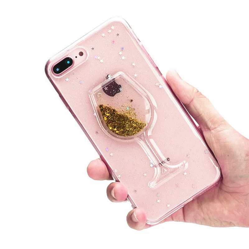 

For Huawei Y9 2018 Y7 2019 Y6 Prime Glitter Liquid sand red wine Quick-sand Hourglass Phone case Soft Back cover