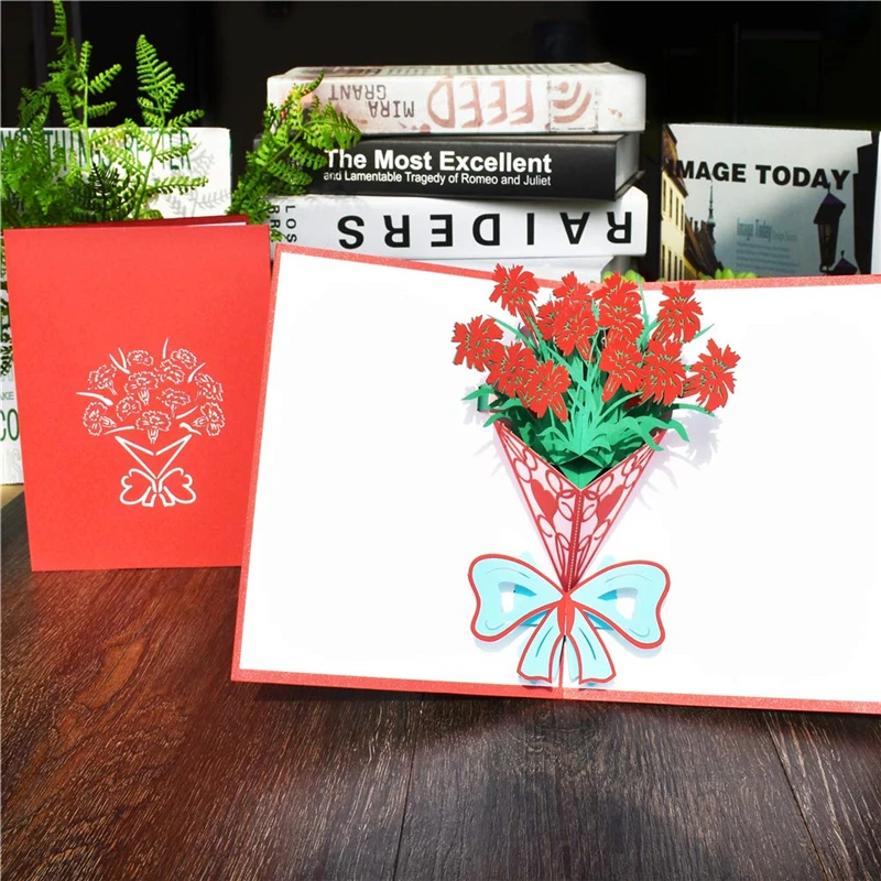 10 упаковок 3D гвоздики всплывающие карты день матери карты подарок маме на день рождения карты для мамы с конвертом поздравительные открытки