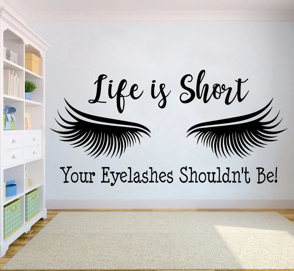 

Eyelash Extension Wall Sticker Eyelashes Quote Wall Vinyl Decal Beauty Salon Decor Eye Make Up Removable Window Stickers F897