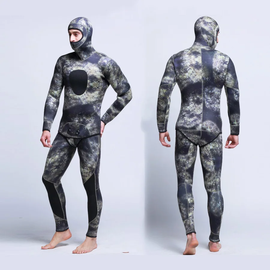

Full body Neoprene Nylon Wetsuit 5mm for Men with Hood Camouflage Spearfishing Diving Suit Windsurf Underwater Hunting Wet Suit