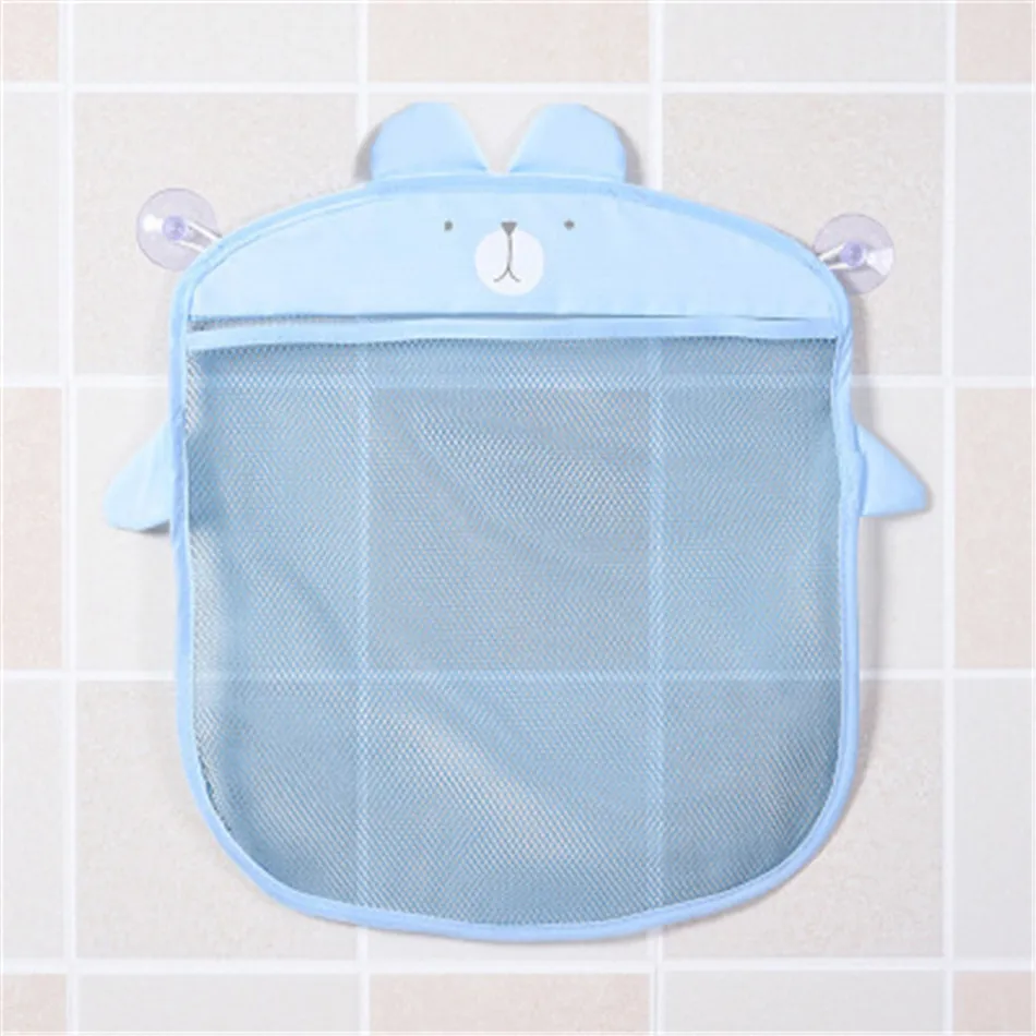 4YANG Cartoon Wall Hanging Kitchen Bathroom Storage Bags Knitted Net Mesh Bag Baby Bath Toys Shampoo Organizer Container - Цвет: Sky Blue