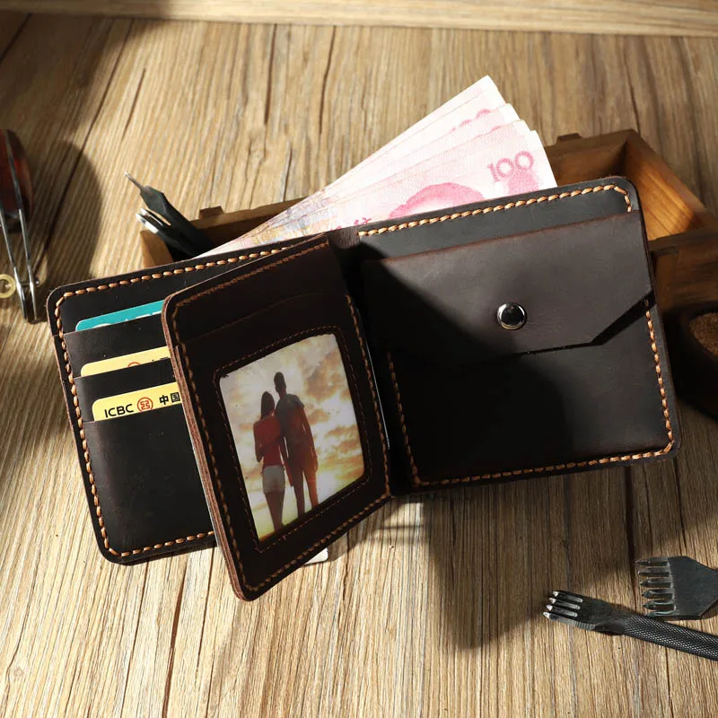 

LAOJIEJIYI handmade retro crazy horse leather wallet men's wallet credit card set diy material handmade gifts