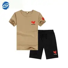 Zuoxiangru Летняя мужская футболка с короткими рукавами для пеших прогулок и шорты, Вышитый Флаг Камуфляж Армейская военная форма, костюм для фанатов