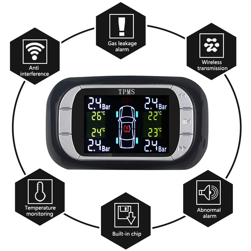 Умный автомобиль TPMS система контроля давления в шинах прикуриватель цифровой ЖК-дисплей автоматическая система охранной сигнализации s давление в шинах