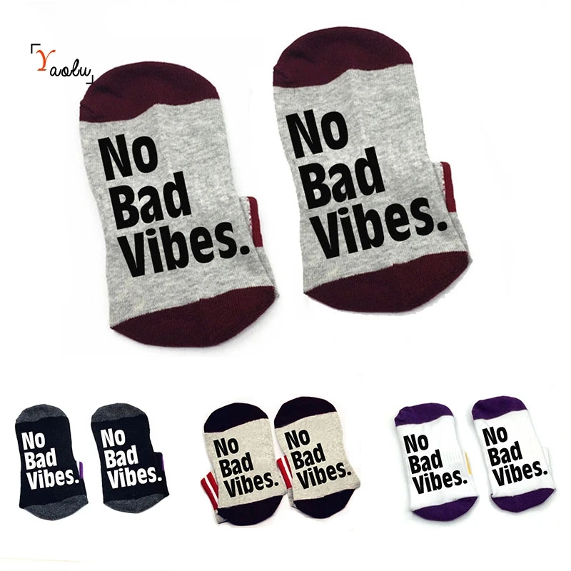 Носки No bad vibes хлопковые носки унисекс тапочки до щиколотки забавная цитата