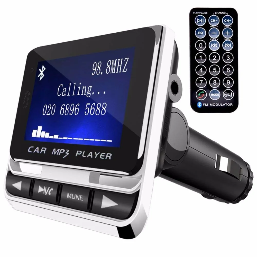 

Car FM Transmitter Aux Bluetooth MP3 Player 1.44 Inch LCD Screen Handsfree Car Kit FM Radio Adapter Support TF Card U-disk