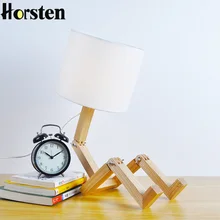 Современная настольная лампа Horsten в скандинавском стиле, деревянная прикроватная лампа, тканевый абажур, Настольный светильник для гостиной, спальни, кабинета, подарки на день рождения