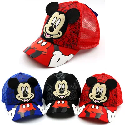 

Outdoor Sunscreen Hat Children Cartoon Baseball Hat Mouse Mickey Kids Hat Boys and Girls Black White Adjustable Baseball Caps