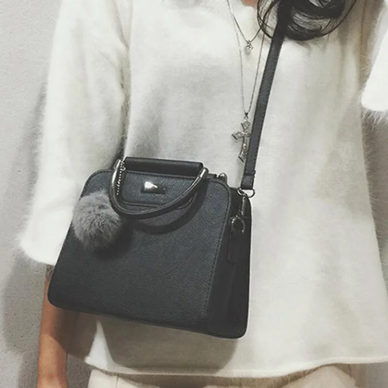 

JHD-Hair Ball Ornament Handbag Fashion Solid Color Shoulder Bag