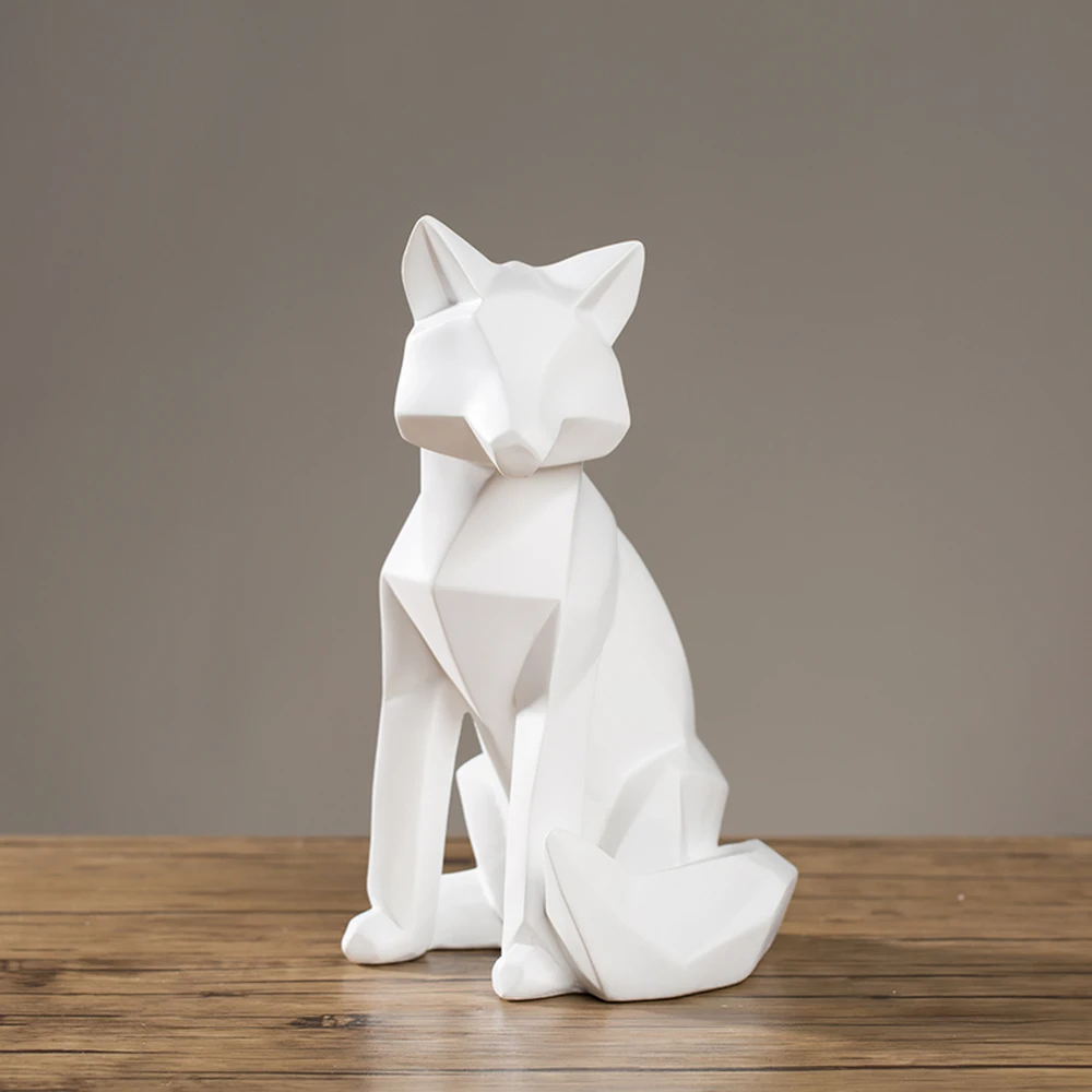 

1PCS Nordic furnishing modern simple home office decoration soft resin creative crafts rhombus fox LU601421