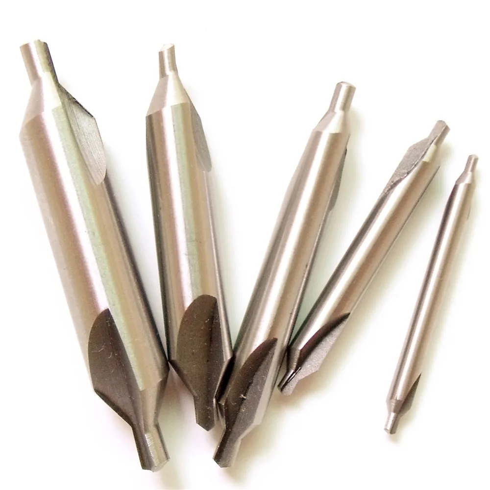 

5Pcs Metric Center Drilling High Speed Steel Fixed Point Drill Drilling Chamfering Knife without Cone Composite 60 Degree Angle
