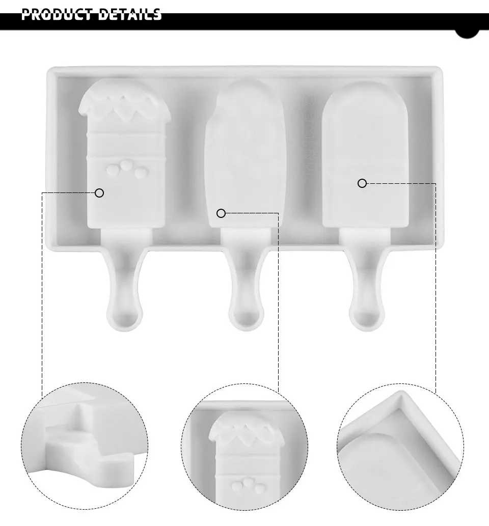 SILIKOLOVE Дети Лето Творческий 3 полости эскимо силиконовые формы diy кубик прессформы для мороженого с палочки для мороженого