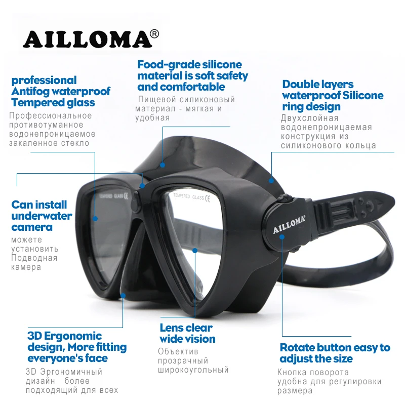 AILLOMA 5 اللون الكبار المهنية الغوص أقنعة مكافحة الضباب الغوص سيليكون الغوص المياه أدوات رياضية الغوص نظارات الوقاية للسباحة AILLOMA 5 اللون الكبار المهنية الغوص أقنعة مكافحة الضباب الغوص سيليكون الغوص المياه أدوات رياضية الغوص نظارات الوقاية للسباحة