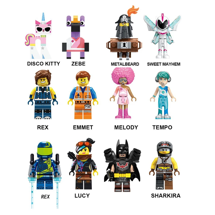 

12PCS/LOT Movie 2 Series Building Blocks Emmet Lucy Batman Unikitty Compatible Legoe Minifigured Bricks Figures Dolls Kid Toys