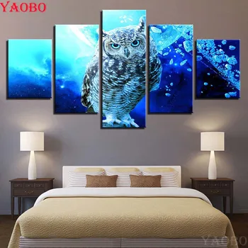 

Full Square Round Drill 5D DIY Diamond Painting 5 Panel Blue Owl Animal Cross Stitch Rhinestone Embroidery Diamond Mosaic sale